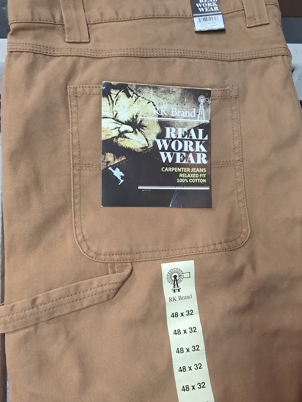 RK Brand Men's Carpenter Cargo Pants - Tan